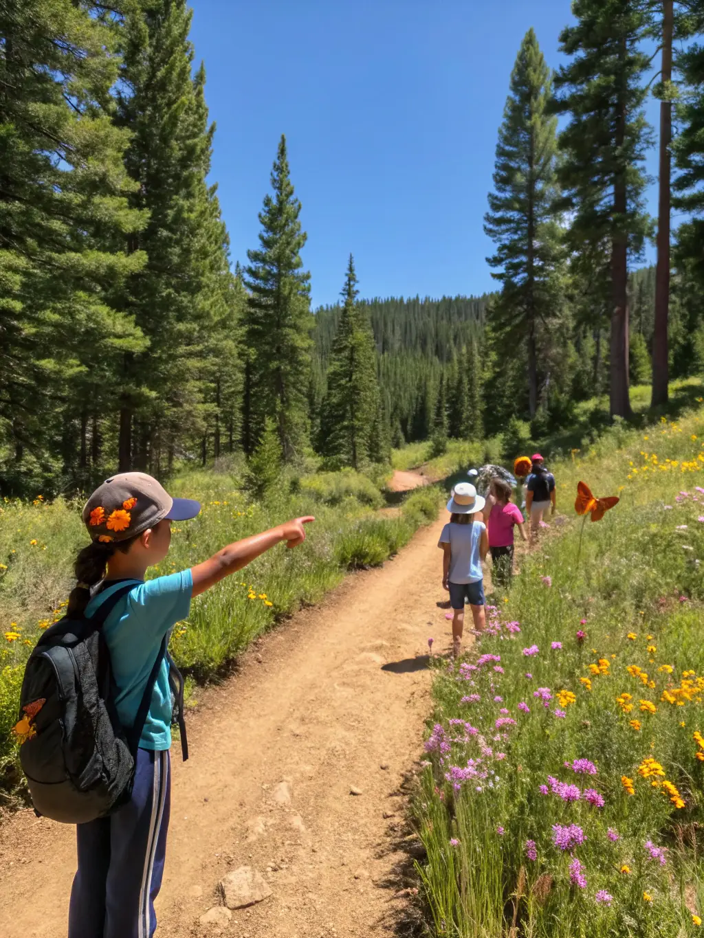 Students learning about local flora and fauna during an educational field trip in the Coulazou region.